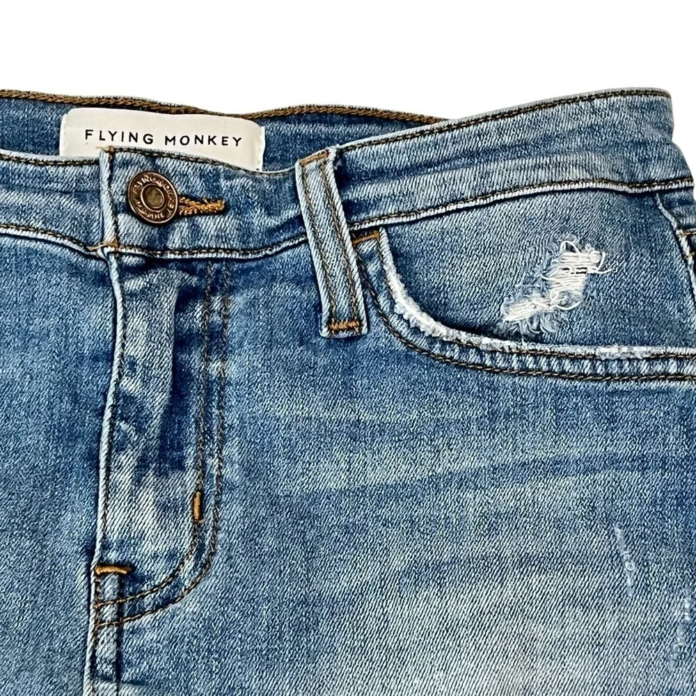 Flying Monkey Denim Skirt with Frayed Hem Size Waist 25 / 0